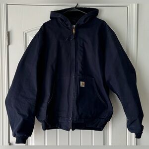 Carhartt Navy Blue Hooded Jacket - Men’s Large Tall